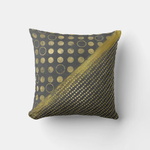 Decorator Gold Tone and Grey Dotted Accent Pillow