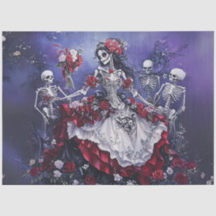 Decouapge Gothic Elegant Dancer White Red Dress  Tissue Paper