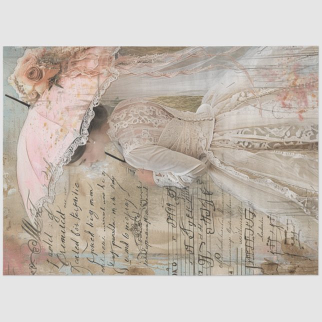 Decouapge Southern Charm Flowered Pink Parasol  Tissue Paper (Front)