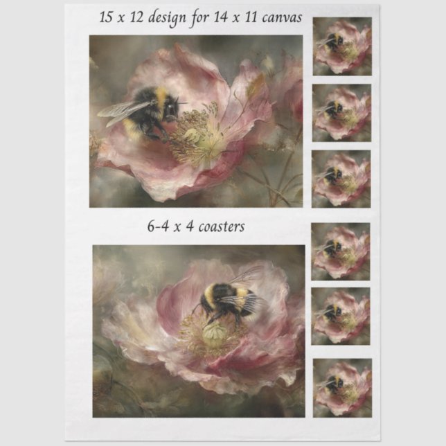 Decoupage 11x14 Design for Canvas Bumble Bee  Tissue Paper (Front)