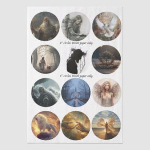 Decoupage 12 Devotional Faith Coaster Set 4" Tissue Paper