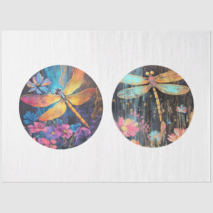 Decoupage 12 inch Dragon Fly Circles  Tissue Paper
