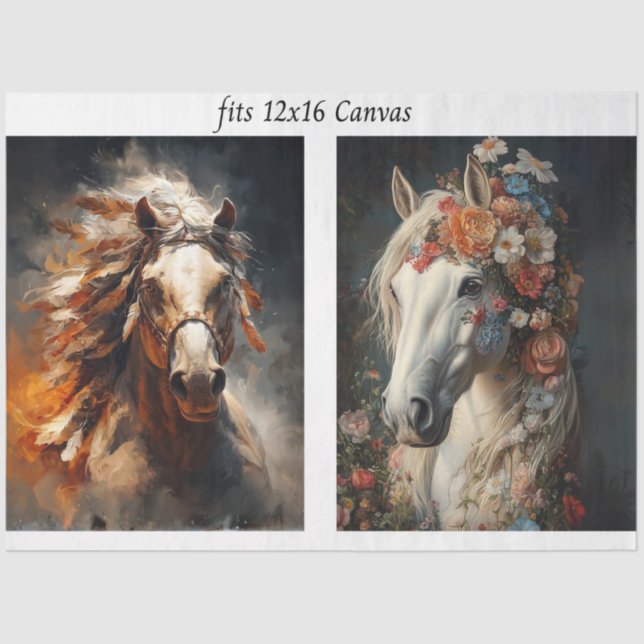 Decoupage 12x16 Horse Duo Stallion Southwestern  Tissue Paper (Front)