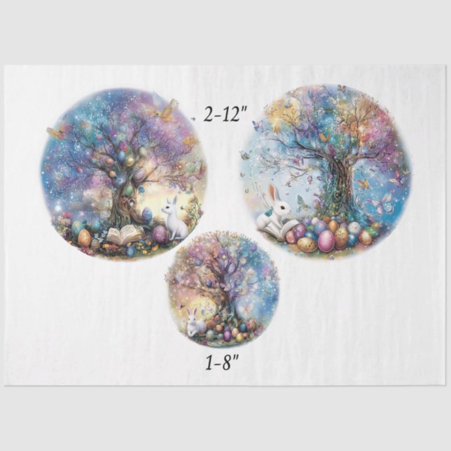 Decoupage 2-12" & 1-8" rounds Easter Egg Tree  Tissue Paper (Front)