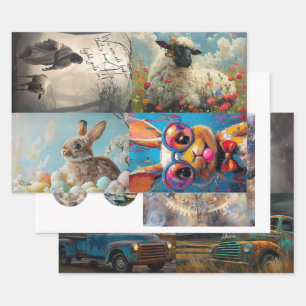 Decoupage 3 Designs Easter, Trucks, Coasters  Wrapping Paper Sheet