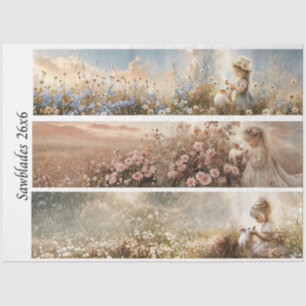 Decoupage 3 Designs Farm Girl & Pig Handsaws Tissue Paper