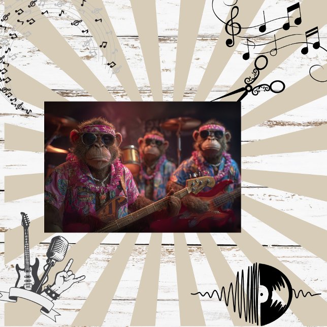 Decoupage 3 Monkey's Tropical Band Tissue Paper (Creator Uploaded)