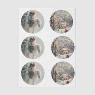 Decoupage 3" Snow Globe Moulds Child Horse Winter  Tissue Paper