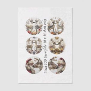 Decoupage 3" Snow Globe Moulds Floral Deer & Santa Tissue Paper