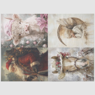 Decoupage 4 Designs Santa Highland Cow Angel Horse Tissue Paper