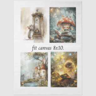 Decoupage 4 Storybook Designs Fit 8 x 10 Canvas Tissue Paper