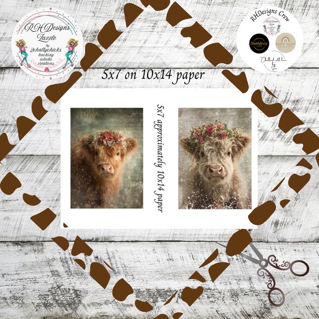 Decoupage 5x7 Highland Calves Winter Scene  Tissue Paper (Creator Uploaded)