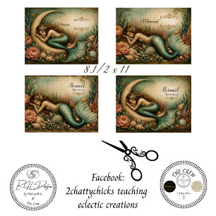 Decoupage 8.5x11 Mermaid Botanical Personalised Tissue Paper