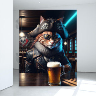 Decoupage - A pirate cat in leather attire -  Tissue Paper