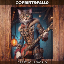 Decoupage - A steampunk cat & guitar Wrapping Paper Sheet