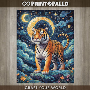 Decoupage - A tiger in a Van Gogh world -  Tissue Paper