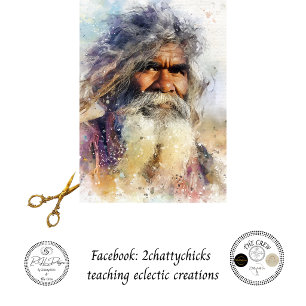 Decoupage Aboriginal Elder Watercolor Art Tissue Paper
