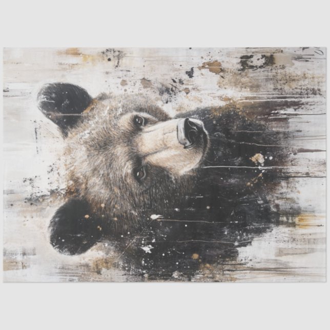 Decoupage Abstract Art Bear Painting Textured  Tissue Paper (Front)