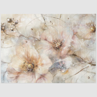 Decoupage Abstract Flower Mix of Colours Creams Tissue Paper