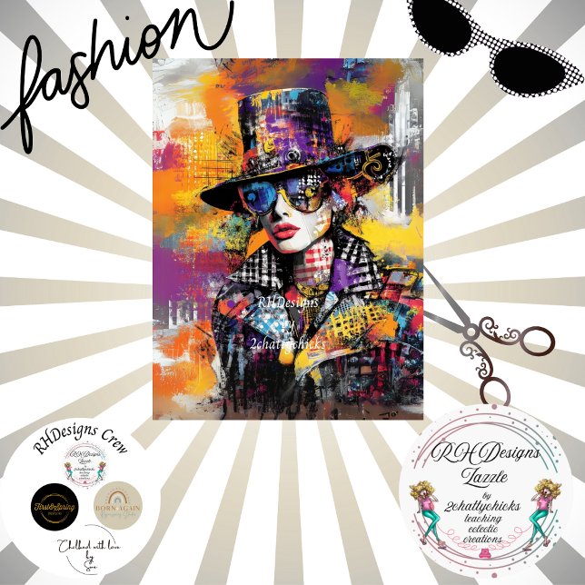 Decoupage Abstract Lady Dressed Vibrant Hues Tissue Paper (Creator Uploaded)