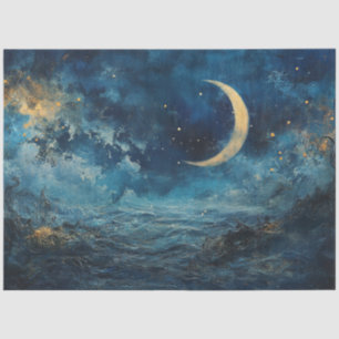 Decoupage Abstract Night Sky Crescent Moon  Tissue Paper