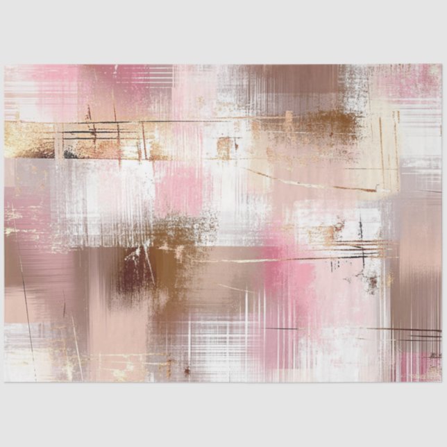 Decoupage Abstract Pink Brown White Background  Tissue Paper (Front)