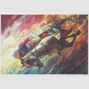 Decoupage Abstract Portrait Jockey Horse Rider Tissue Paper