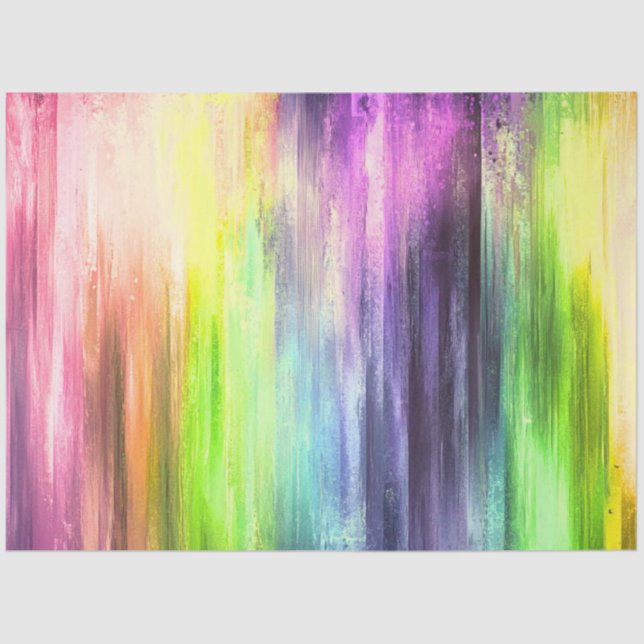 Decoupage Abstract Rainbow Purple Yellow Green  Tissue Paper (Front)