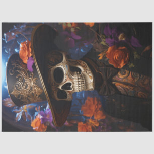 Decoupage Adorned Lord Aurelius Skeleton  Tissue Paper