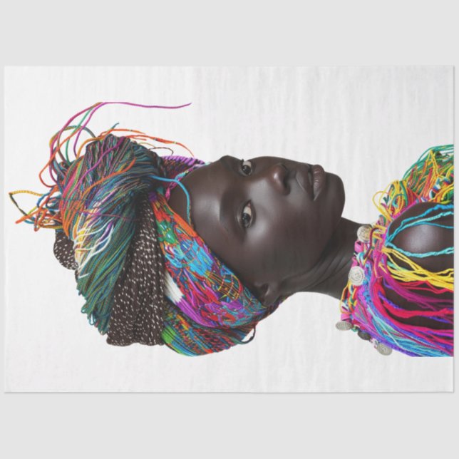 Decoupage African Tribal Woman Beautiful Headdress Tissue Paper (Front)