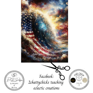 Decoupage American Flag Ocean Wave Patriotic  Tissue Paper