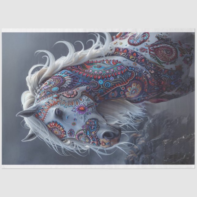 Decoupage American Indian Painted Horse Aura  Tissue Paper (Front)