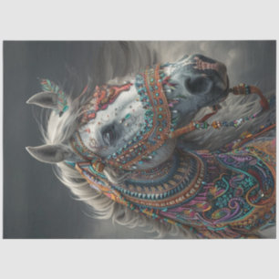 Decoupage American Indian Vibrant Decorated Horse Tissue Paper