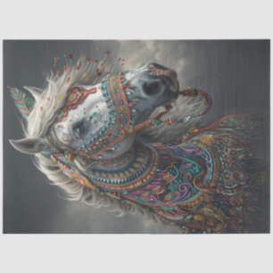 Decoupage American Indian Vibrant Decorated Horse Tissue Paper