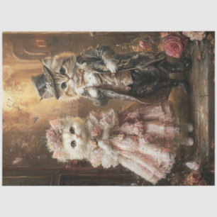 Decoupage Anthropomorphic Cats Vintage Clothing  Tissue Paper