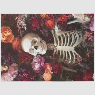 Decoupage Artistic Depiction of Skeleton & Roses  Tissue Paper