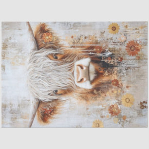 Decoupage Artistic Painting Oil Highland Cow  Tissue Paper