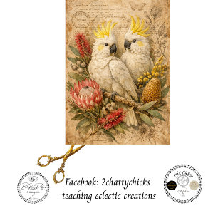 Decoupage Australian Cockatoos Botanicals Vintage Tissue Paper