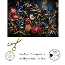 Decoupage Australian Fairy Wren & Garden