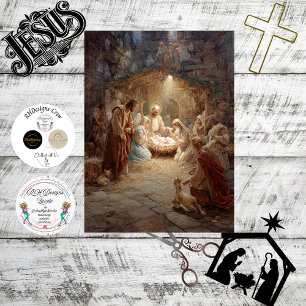 Decoupage Baby Jesus Nativity Scene  Tissue Paper