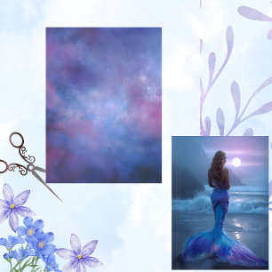 Decoupage Background Mermaid Celestial Watercolor Tissue Paper