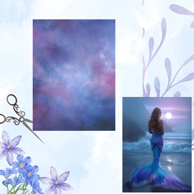 Decoupage Background Mermaid Celestial Watercolor Tissue Paper (Creator Uploaded)