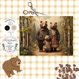 Decoupage Bear Family Jason, Andrea & Alizabeth  Tissue Paper
