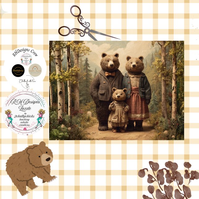 Decoupage Bear Family Jason, Andrea & Alizabeth  Tissue Paper (Creator Uploaded)