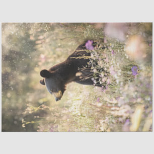 Decoupage Bear in Field of  Wildflowers Tissue Paper