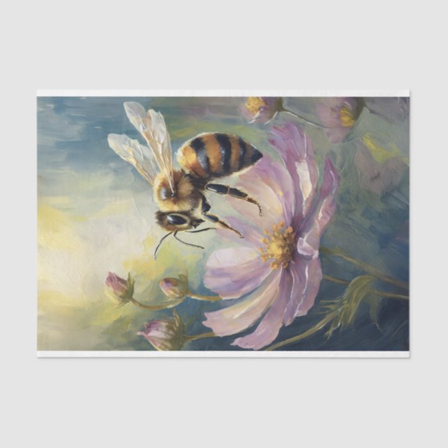 Decoupage Bee on Cosmos Tissue Paper (Front)