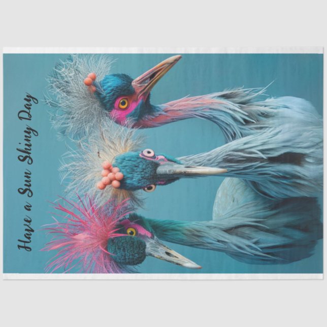 Decoupage Birds Sun Shiny Day  Tissue Paper (Front)