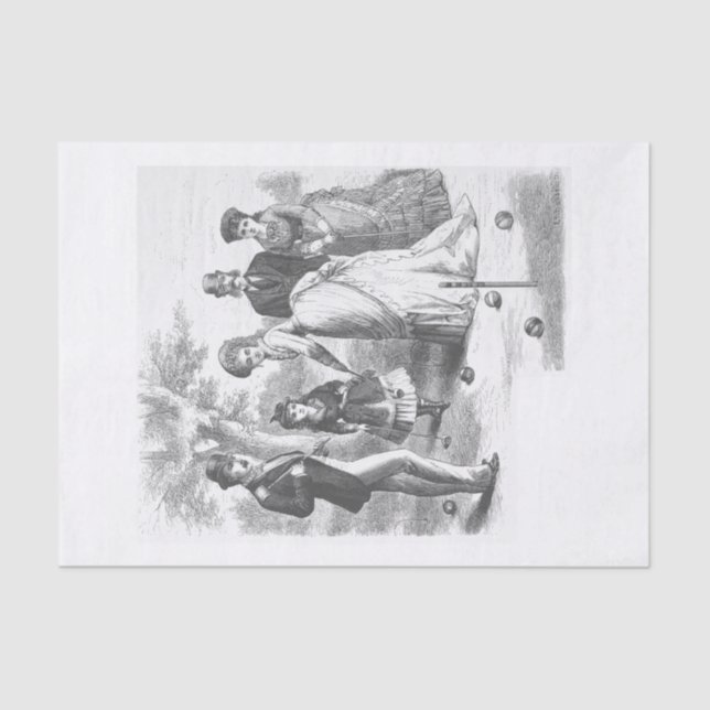 Decoupage Black and White Croquet Scene Tissue Paper (Front)