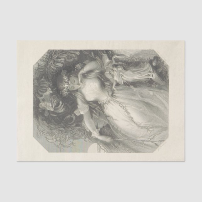 Decoupage Black and White Titania Shakespeare Tissue Paper (Front)