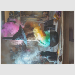 Decoupage Black Cat Watching Witches Brew  Tissue Paper